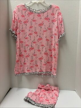 Secret Treasures Pink Flamingo Short Sleeve Pajama Set